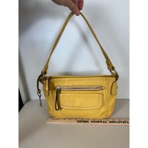 Fossil Long Live Vintage 1954 Yellow Leather Shoulder Bag with Key Purse